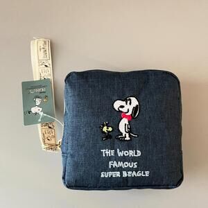 Peanuts Snoopy Characters Denim Cosmetic Pouch NWT